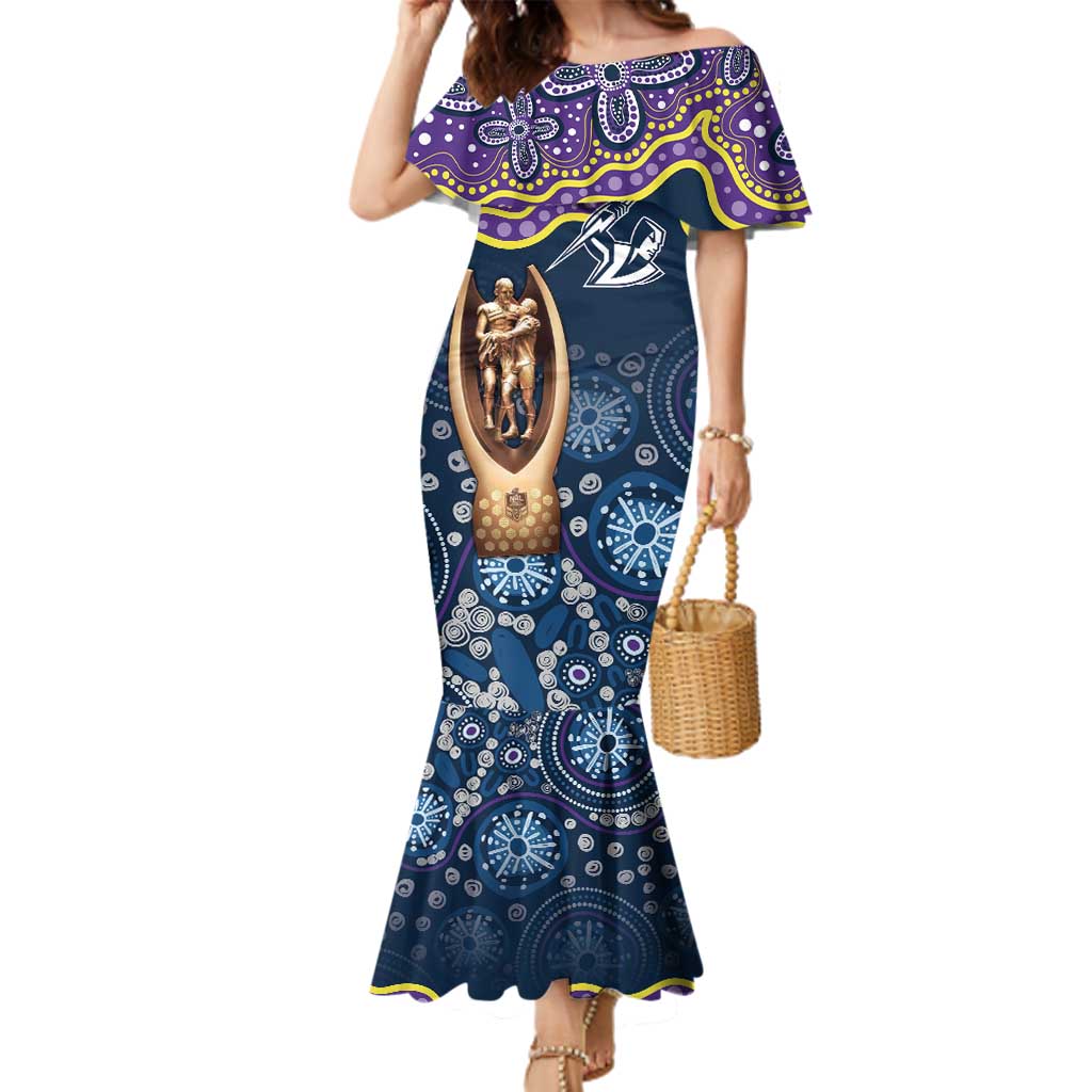 Melbourne Rugby NRL Custom Indigenous Family Matching Mermaid Dress and Hawaiian Shirt Raging Storms - Aussie Hoodie