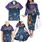 Melbourne Rugby NRL Custom Indigenous Family Matching Off The Shoulder Long Sleeve Dress and Hawaiian Shirt Raging Storms - Aussie Hoodie