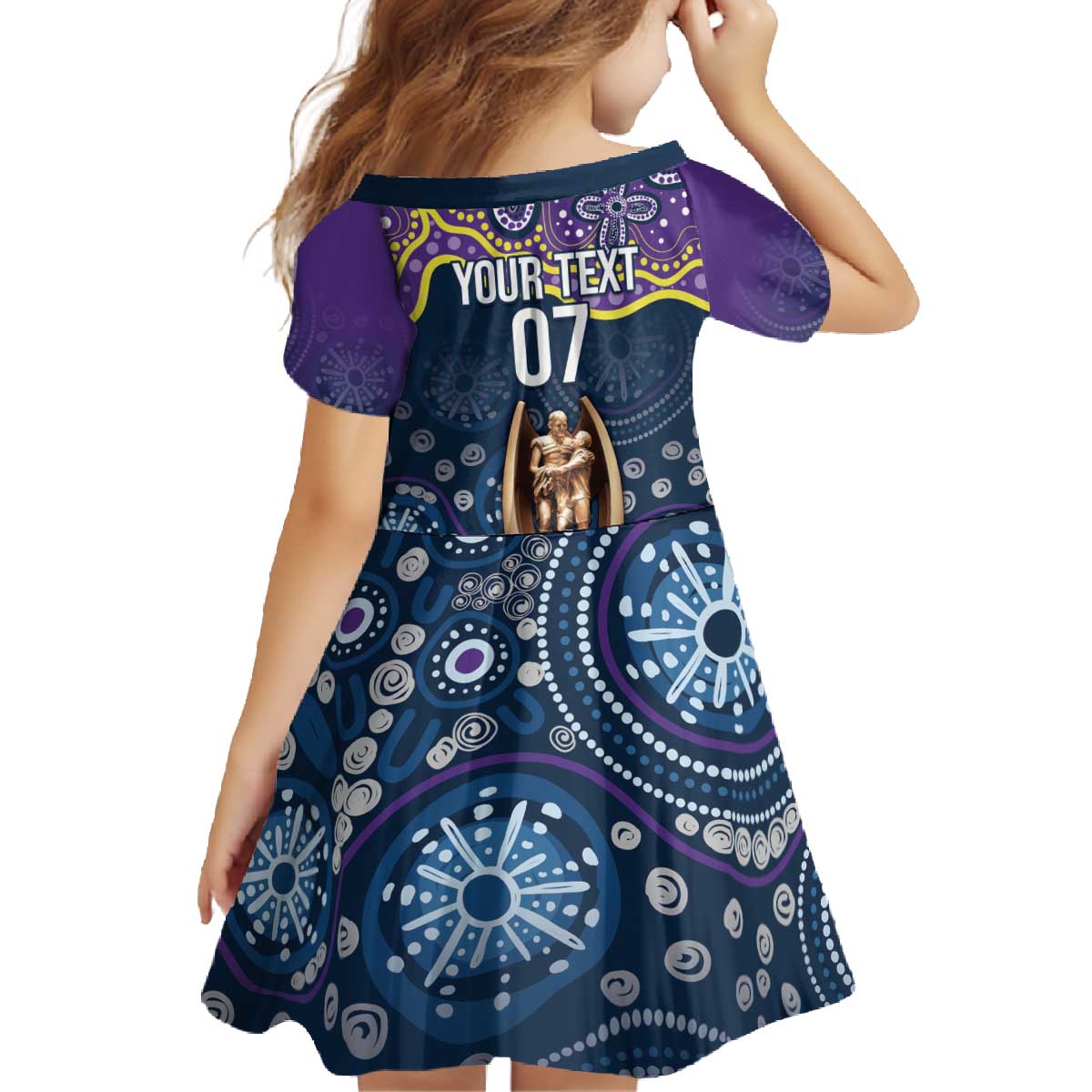 Melbourne Rugby NRL Custom Indigenous Family Matching Off The Shoulder Long Sleeve Dress and Hawaiian Shirt Raging Storms - Aussie Hoodie