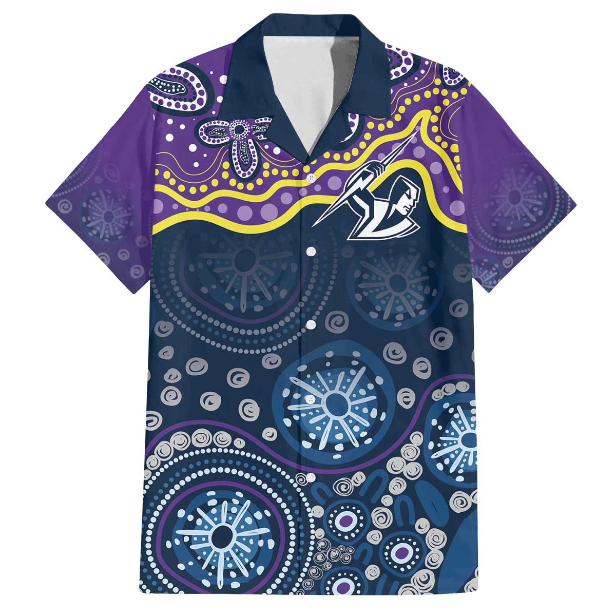 Melbourne Rugby NRL Custom Indigenous Family Matching Off The Shoulder Long Sleeve Dress and Hawaiian Shirt Raging Storms - Aussie Hoodie