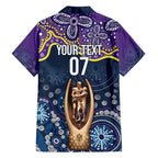 Melbourne Rugby NRL Custom Indigenous Family Matching Off The Shoulder Long Sleeve Dress and Hawaiian Shirt Raging Storms - Aussie Hoodie