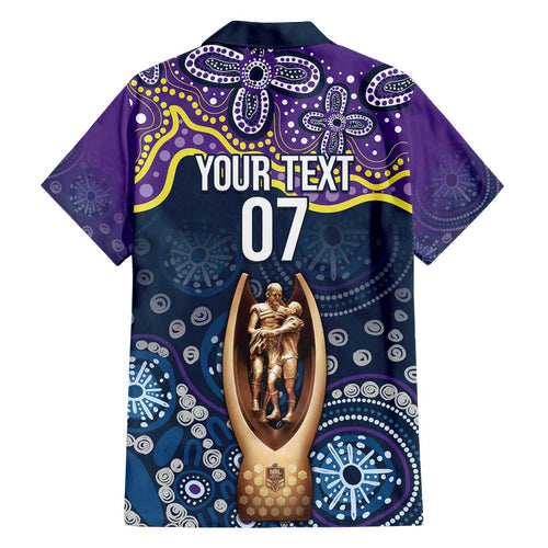 Melbourne Rugby NRL Custom Indigenous Family Matching Off The Shoulder Long Sleeve Dress and Hawaiian Shirt Raging Storms - Aussie Hoodie
