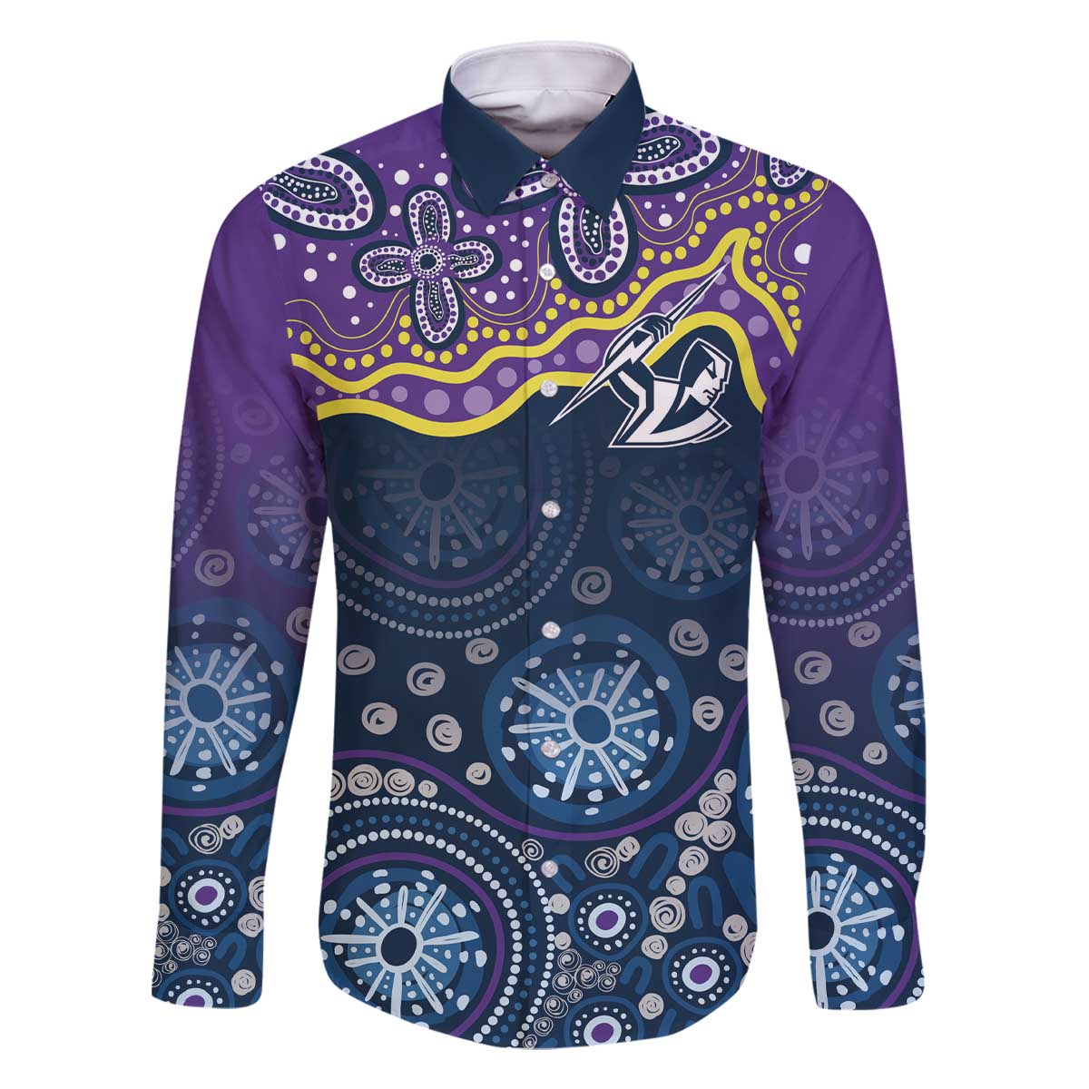 Melbourne Rugby NRL Custom Indigenous Family Matching Off The Shoulder Long Sleeve Dress and Hawaiian Shirt Raging Storms - Aussie Hoodie