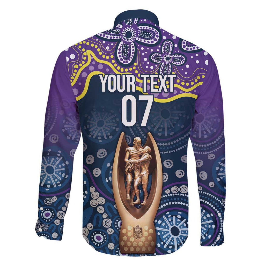 Melbourne Rugby NRL Custom Indigenous Family Matching Off The Shoulder Long Sleeve Dress and Hawaiian Shirt Raging Storms - Aussie Hoodie