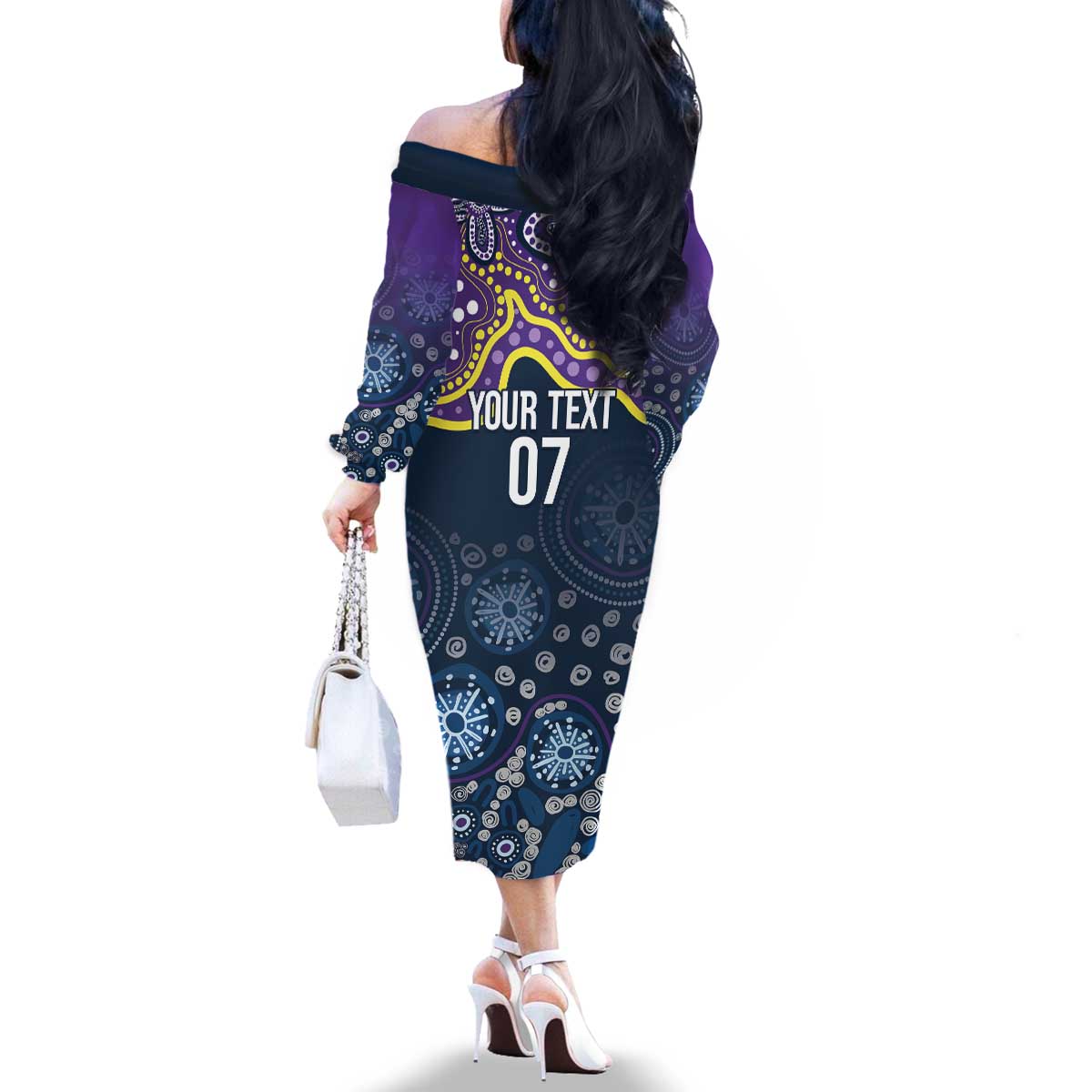 Melbourne Rugby NRL Custom Indigenous Family Matching Off The Shoulder Long Sleeve Dress and Hawaiian Shirt Raging Storms - Aussie Hoodie