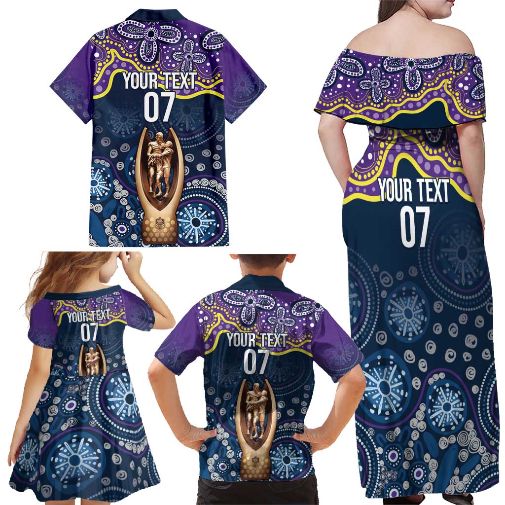 Melbourne Rugby NRL Custom Indigenous Family Matching Off Shoulder Maxi Dress and Hawaiian Shirt Raging Storms - Aussie Hoodie