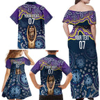 Melbourne Rugby NRL Custom Indigenous Family Matching Off Shoulder Maxi Dress and Hawaiian Shirt Raging Storms - Aussie Hoodie