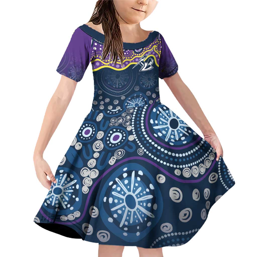 Melbourne Rugby NRL Custom Indigenous Family Matching Off Shoulder Short Dress and Hawaiian Shirt Raging Storms - Aussie Hoodie