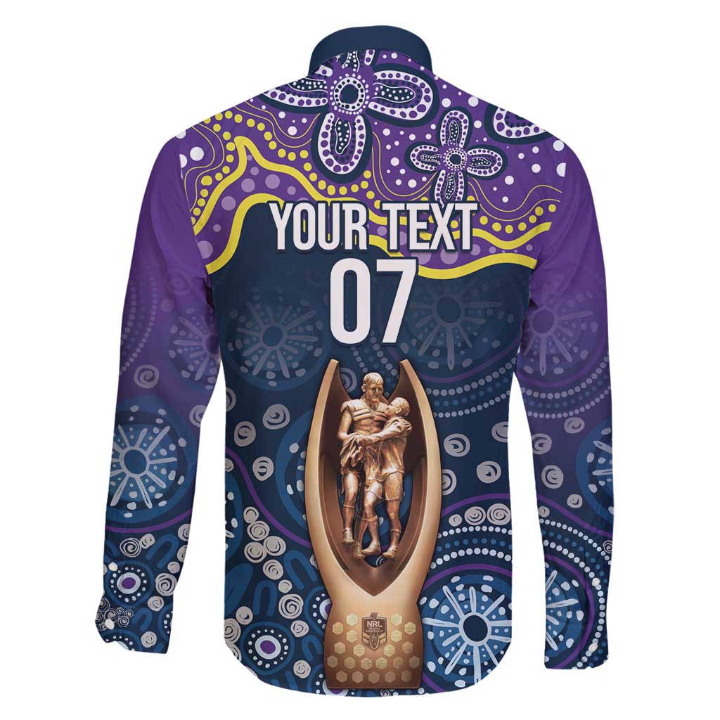 Melbourne Rugby NRL Custom Indigenous Family Matching Off Shoulder Short Dress and Hawaiian Shirt Raging Storms - Aussie Hoodie