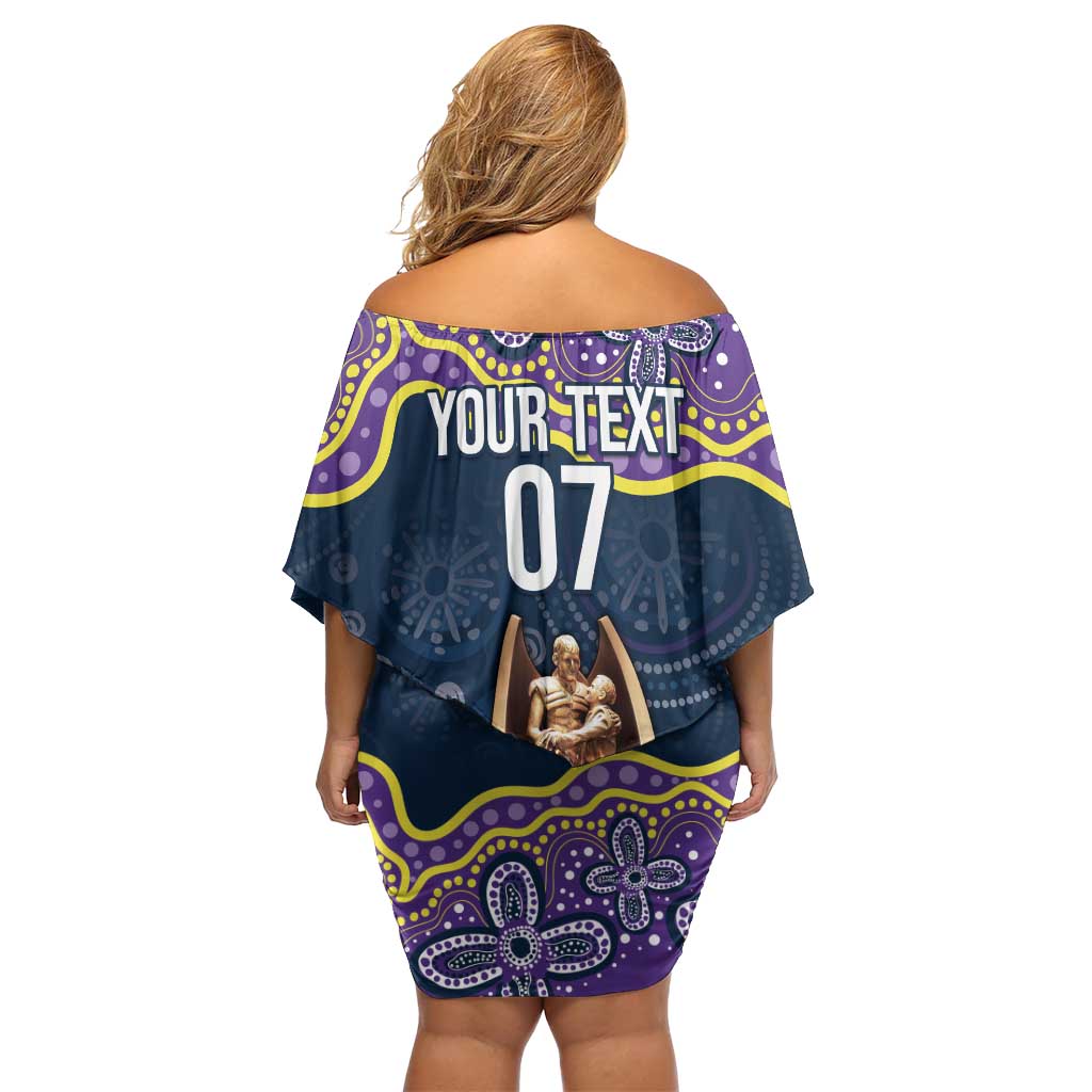 Melbourne Rugby NRL Custom Indigenous Family Matching Off Shoulder Short Dress and Hawaiian Shirt Raging Storms - Aussie Hoodie