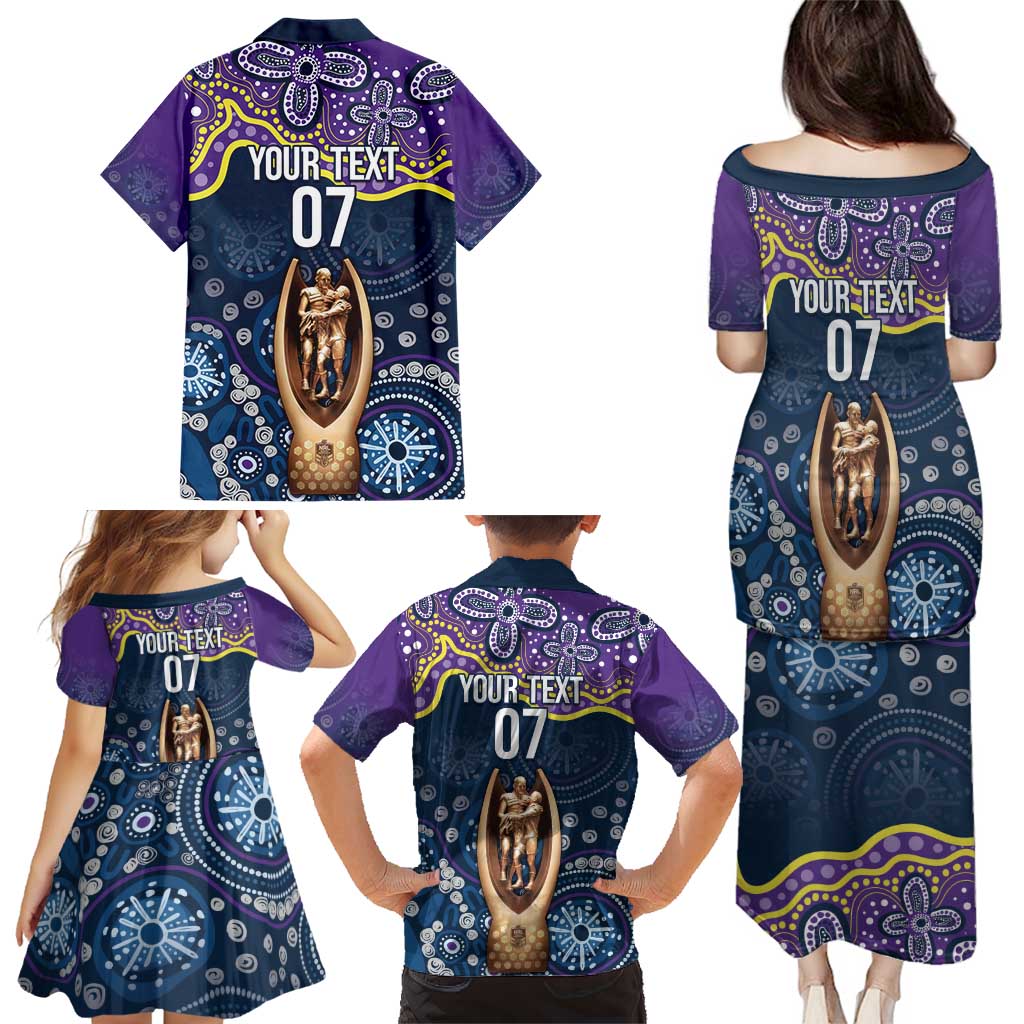 Melbourne Rugby NRL Custom Indigenous Family Matching Puletasi and Hawaiian Shirt Raging Storms - Aussie Hoodie