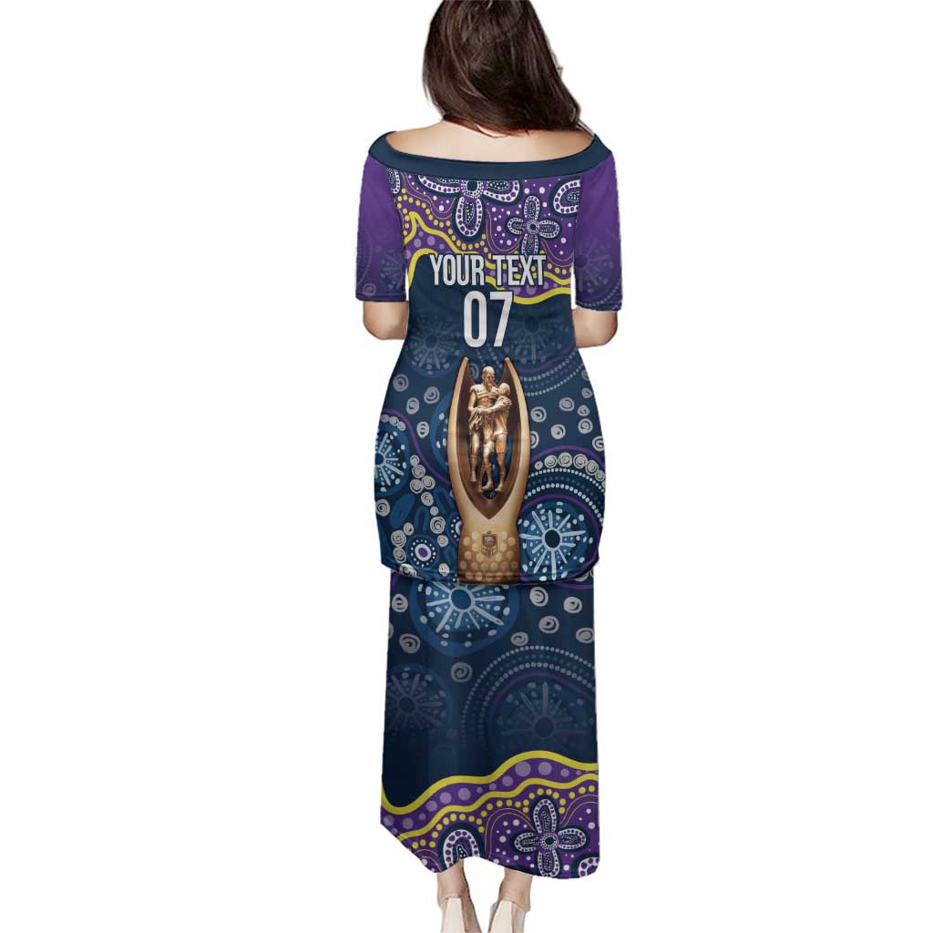 Melbourne Rugby NRL Custom Indigenous Family Matching Puletasi and Hawaiian Shirt Raging Storms - Aussie Hoodie