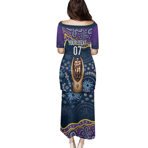 Melbourne Rugby NRL Custom Indigenous Family Matching Puletasi and Hawaiian Shirt Raging Storms - Aussie Hoodie