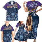 Melbourne Rugby NRL Custom Indigenous Family Matching Short Sleeve Bodycon Dress and Hawaiian Shirt Raging Storms - Aussie Hoodie