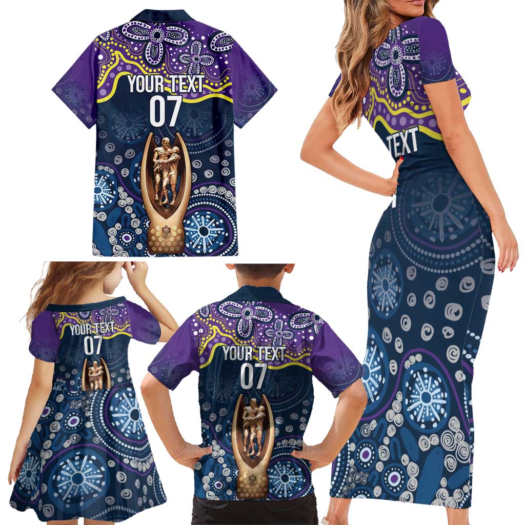 Melbourne Rugby NRL Custom Indigenous Family Matching Short Sleeve Bodycon Dress and Hawaiian Shirt Raging Storms - Aussie Hoodie