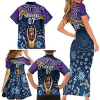 Melbourne Rugby NRL Custom Indigenous Family Matching Short Sleeve Bodycon Dress and Hawaiian Shirt Raging Storms - Aussie Hoodie