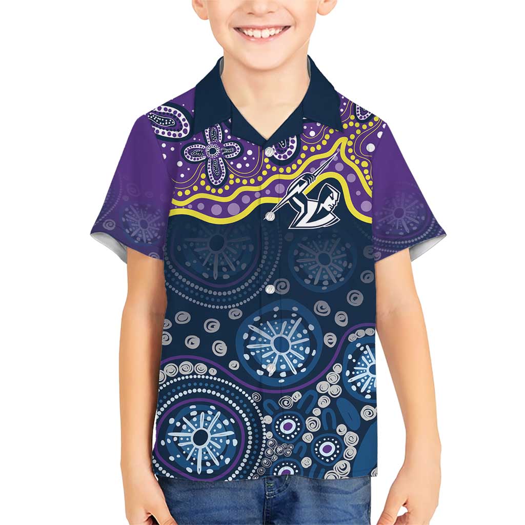 Melbourne Rugby NRL Custom Indigenous Family Matching Short Sleeve Bodycon Dress and Hawaiian Shirt Raging Storms - Aussie Hoodie