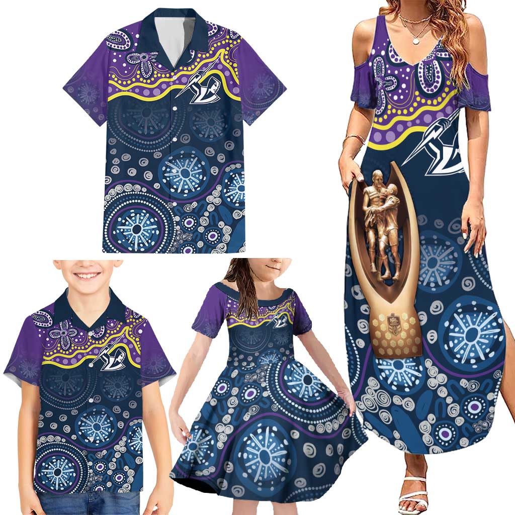 Melbourne Rugby NRL Custom Indigenous Family Matching Summer Maxi Dress and Hawaiian Shirt Raging Storms - Aussie Hoodie