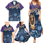 Melbourne Rugby NRL Custom Indigenous Family Matching Summer Maxi Dress and Hawaiian Shirt Raging Storms - Aussie Hoodie
