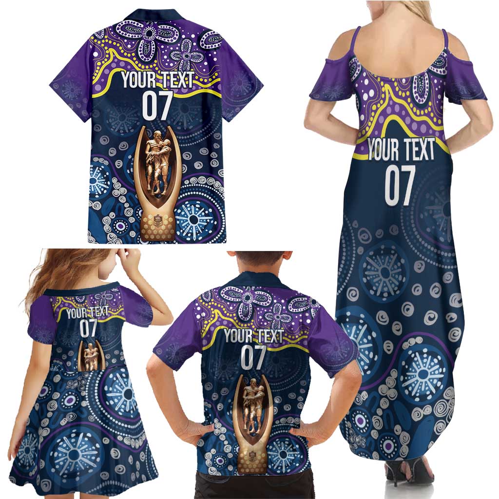 Melbourne Rugby NRL Custom Indigenous Family Matching Summer Maxi Dress and Hawaiian Shirt Raging Storms - Aussie Hoodie