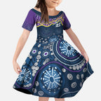 Melbourne Rugby NRL Custom Indigenous Kid Short Sleeve Dress Raging Storms - Aussie Hoodie