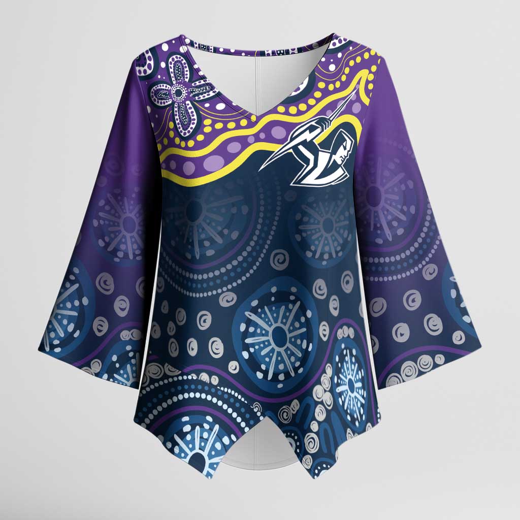 Melbourne Rugby NRL Custom Indigenous Kimono Sleeve Blouse Raging Storms - Aussie Hoodie