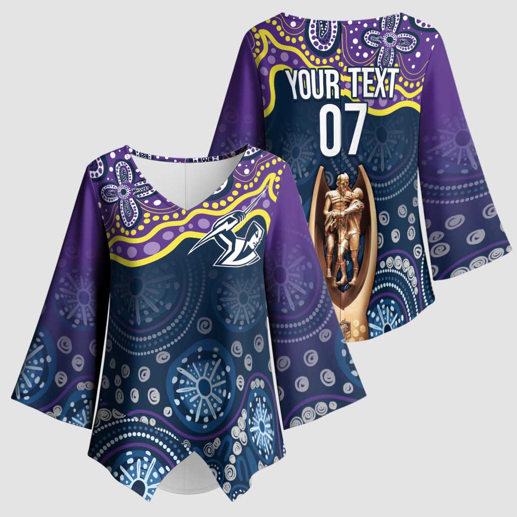 Melbourne Rugby NRL Custom Indigenous Kimono Sleeve Blouse Raging Storms - Aussie Hoodie