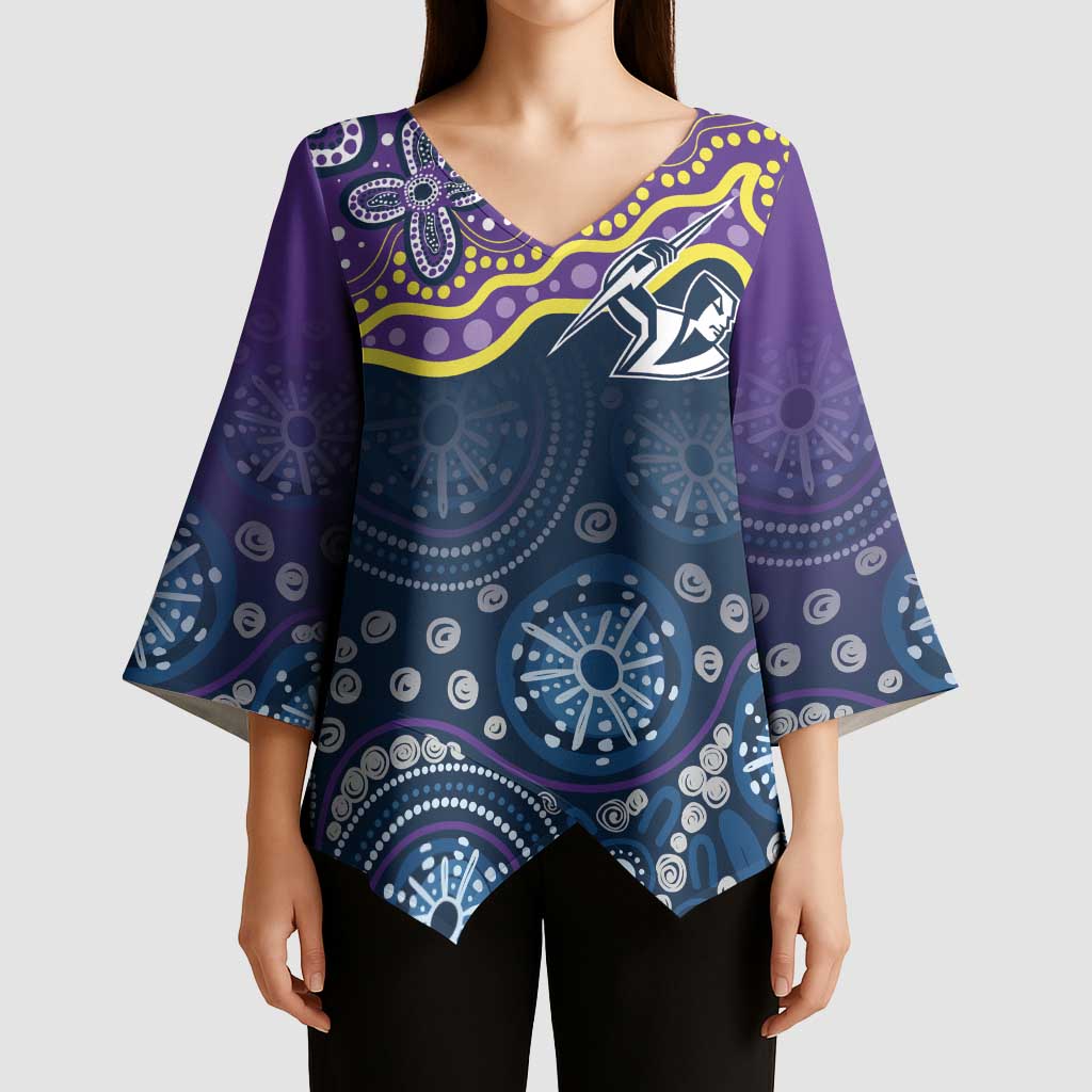 Melbourne Rugby NRL Custom Indigenous Kimono Sleeve Blouse Raging Storms - Aussie Hoodie
