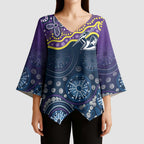 Melbourne Rugby NRL Custom Indigenous Kimono Sleeve Blouse Raging Storms - Aussie Hoodie