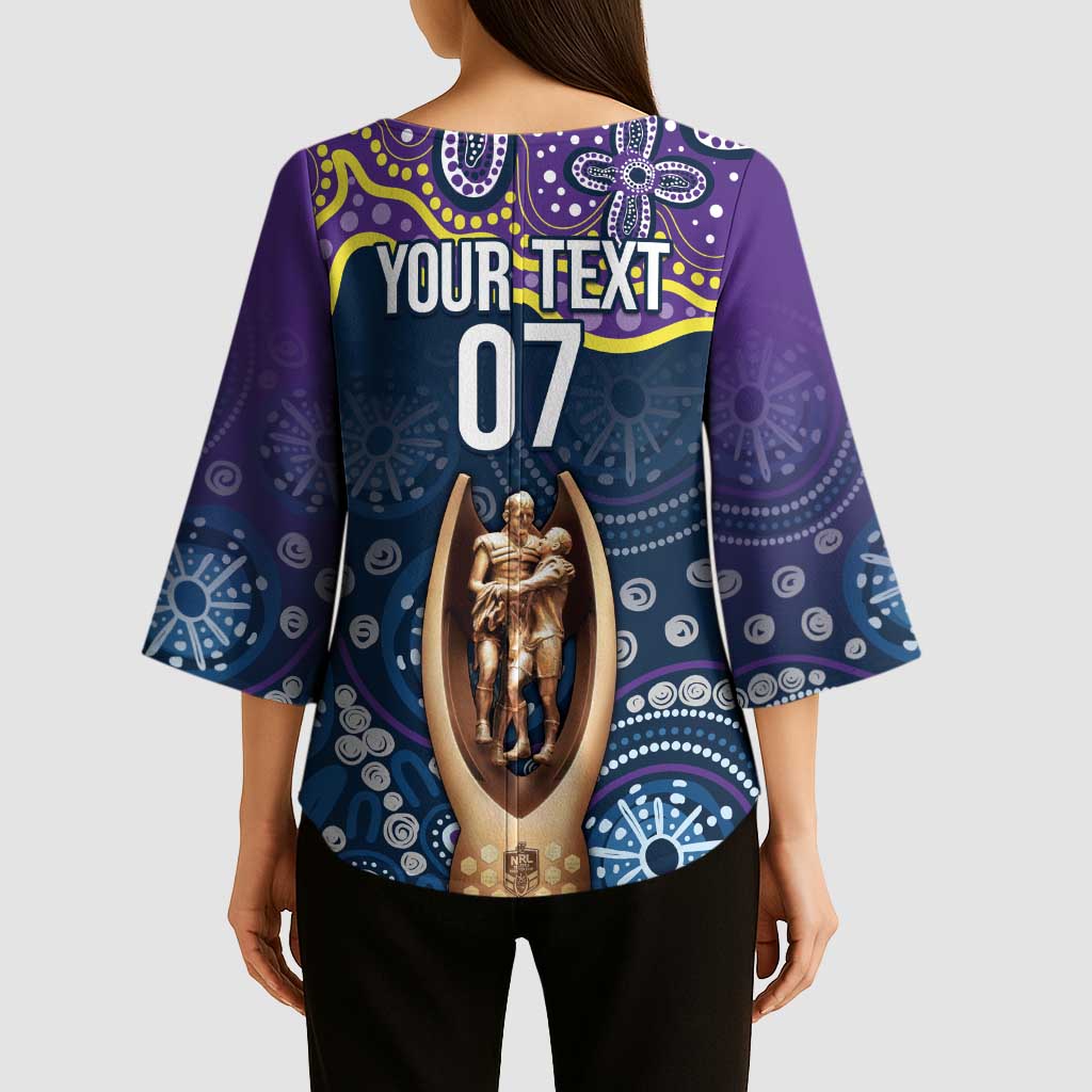 Melbourne Rugby NRL Custom Indigenous Kimono Sleeve Blouse Raging Storms - Aussie Hoodie