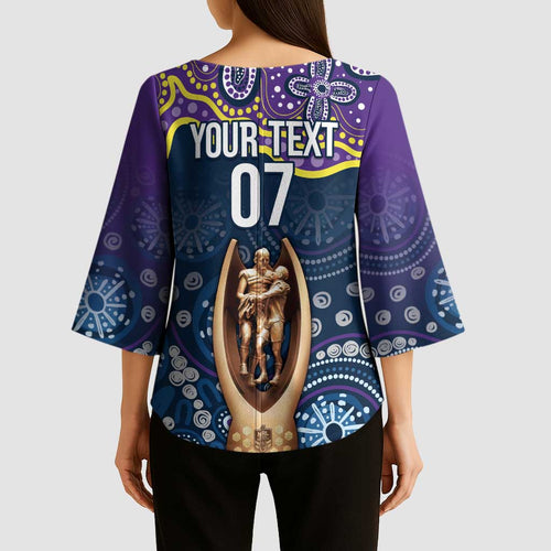 Melbourne Rugby NRL Custom Indigenous Kimono Sleeve Blouse Raging Storms - Aussie Hoodie