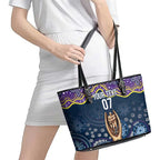 Melbourne Rugby NRL Custom Indigenous Leather Tote Bag Raging Storms - Aussie Hoodie