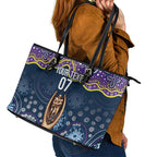 Melbourne Rugby NRL Custom Indigenous Leather Tote Bag Raging Storms - Aussie Hoodie