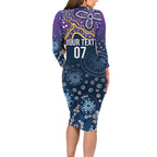 Melbourne Rugby NRL Custom Indigenous Long Sleeve Bodycon Dress Raging Storms - Aussie Hoodie