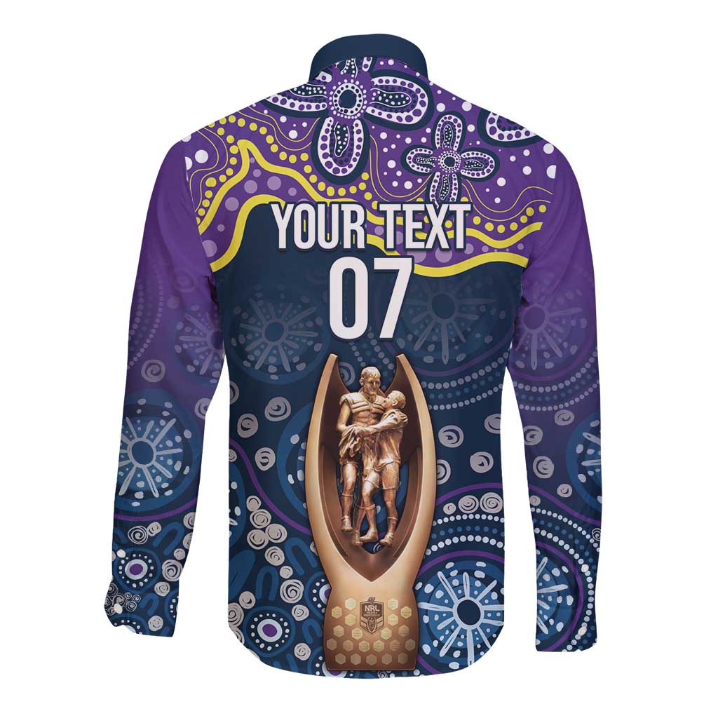 Melbourne Rugby NRL Custom Indigenous Long Sleeve Button Shirt Raging Storms - Aussie Hoodie