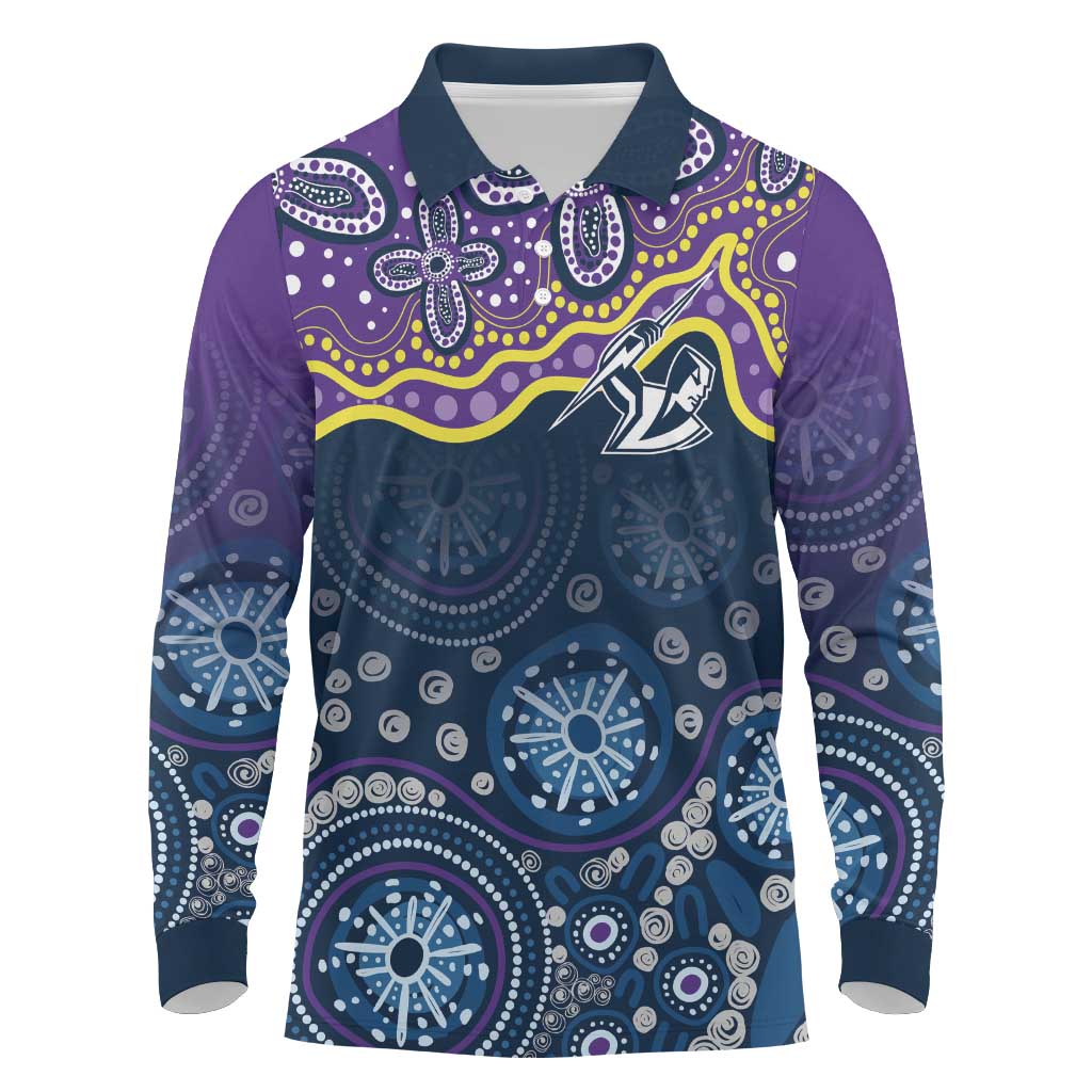 Melbourne Rugby NRL Custom Indigenous Long Sleeve Polo Shirt Raging Storms - Aussie Hoodie