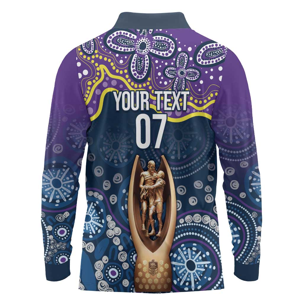 Melbourne Rugby NRL Custom Indigenous Long Sleeve Polo Shirt Raging Storms - Aussie Hoodie