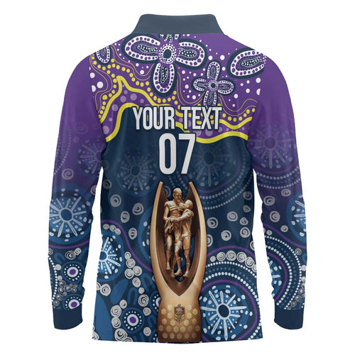 Melbourne Rugby NRL Custom Indigenous Long Sleeve Polo Shirt Raging Storms - Aussie Hoodie