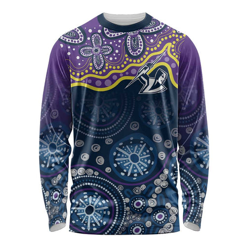 Melbourne Rugby NRL Custom Indigenous Long Sleeve Shirt Raging Storms - Aussie Hoodie