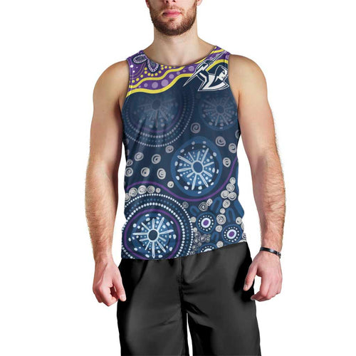 Melbourne Rugby NRL Custom Indigenous Men Tank Top Raging Storms - Aussie Hoodie