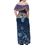 Melbourne Rugby NRL Custom Indigenous Off Shoulder Maxi Dress Raging Storms - Aussie Hoodie