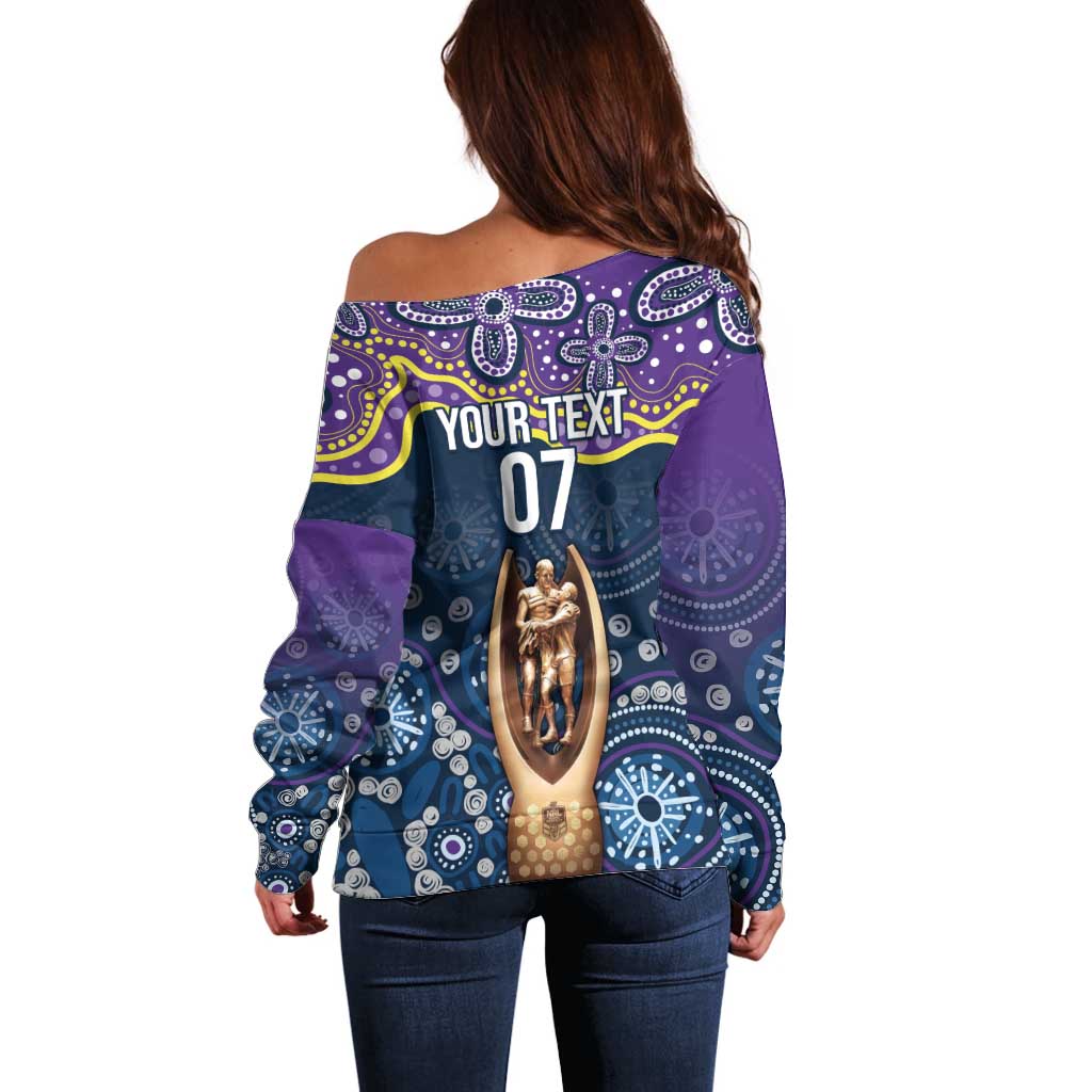 Melbourne Rugby NRL Custom Indigenous Off Shoulder Sweater Raging Storms - Aussie Hoodie