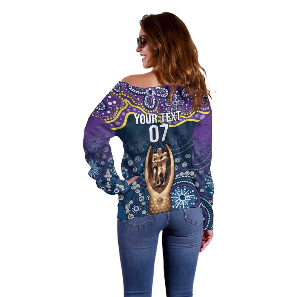 Melbourne Rugby NRL Custom Indigenous Off Shoulder Sweater Raging Storms - Aussie Hoodie