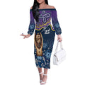 Melbourne Rugby NRL Custom Indigenous Off The Shoulder Long Sleeve Dress Raging Storms - Aussie Hoodie