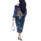 Melbourne Rugby NRL Custom Indigenous Off The Shoulder Long Sleeve Dress Raging Storms - Aussie Hoodie