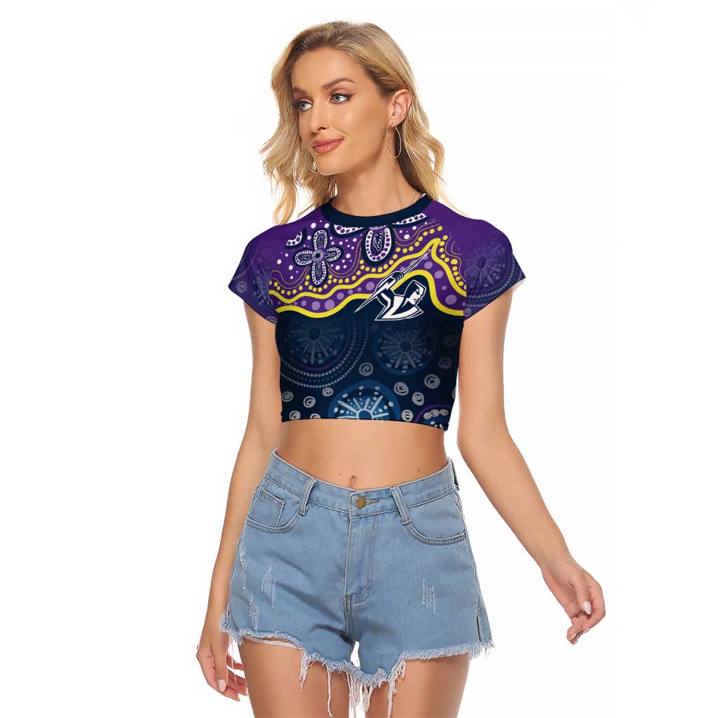 Melbourne Rugby NRL Custom Indigenous Raglan Cropped T Shirt Raging Storms - Aussie Hoodie