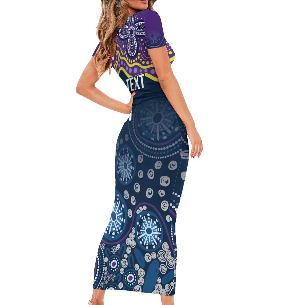 Melbourne Rugby NRL Custom Indigenous Short Sleeve Bodycon Dress Raging Storms - Aussie Hoodie