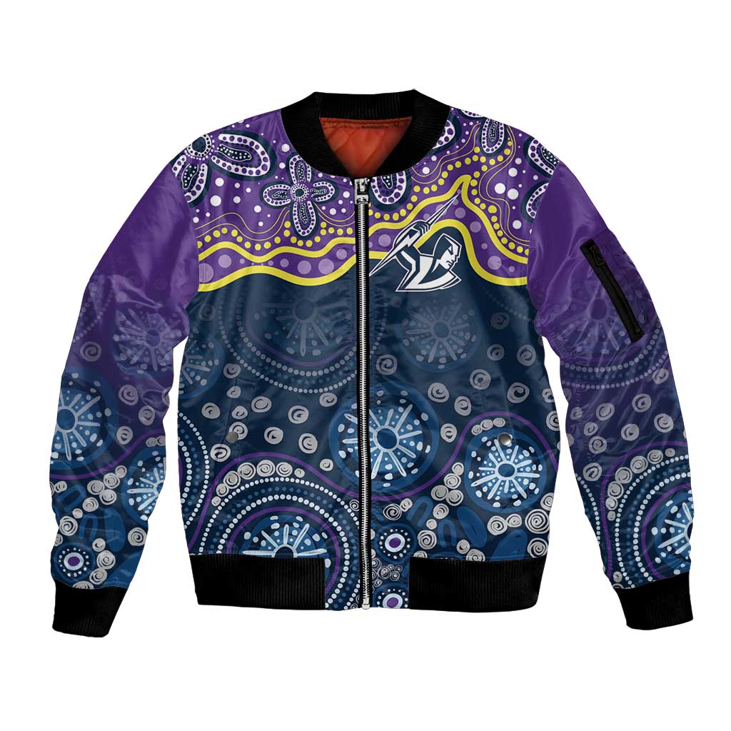 Melbourne Rugby NRL Custom Indigenous Sleeve Zip Bomber Jacket Raging Storms - Aussie Hoodie
