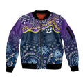 Melbourne Rugby NRL Custom Indigenous Sleeve Zip Bomber Jacket Raging Storms - Aussie Hoodie