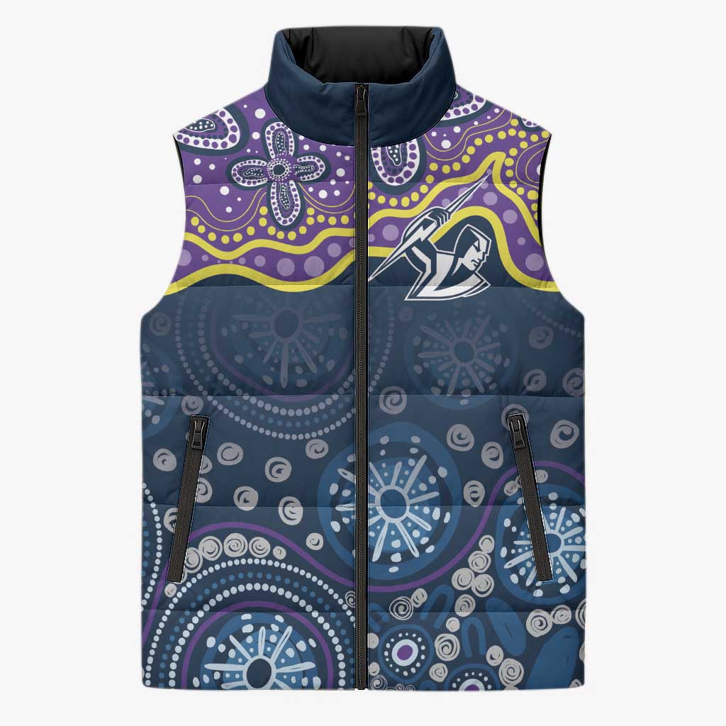 Melbourne Rugby NRL Custom Indigenous Sleeveless Puffer Jacket Raging Storms - Aussie Hoodie